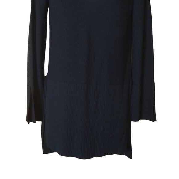 Free People Women's Small Criss Cross Side Slit Tunic Hi-Low Black Knit Sweater - Picture 4 of 5